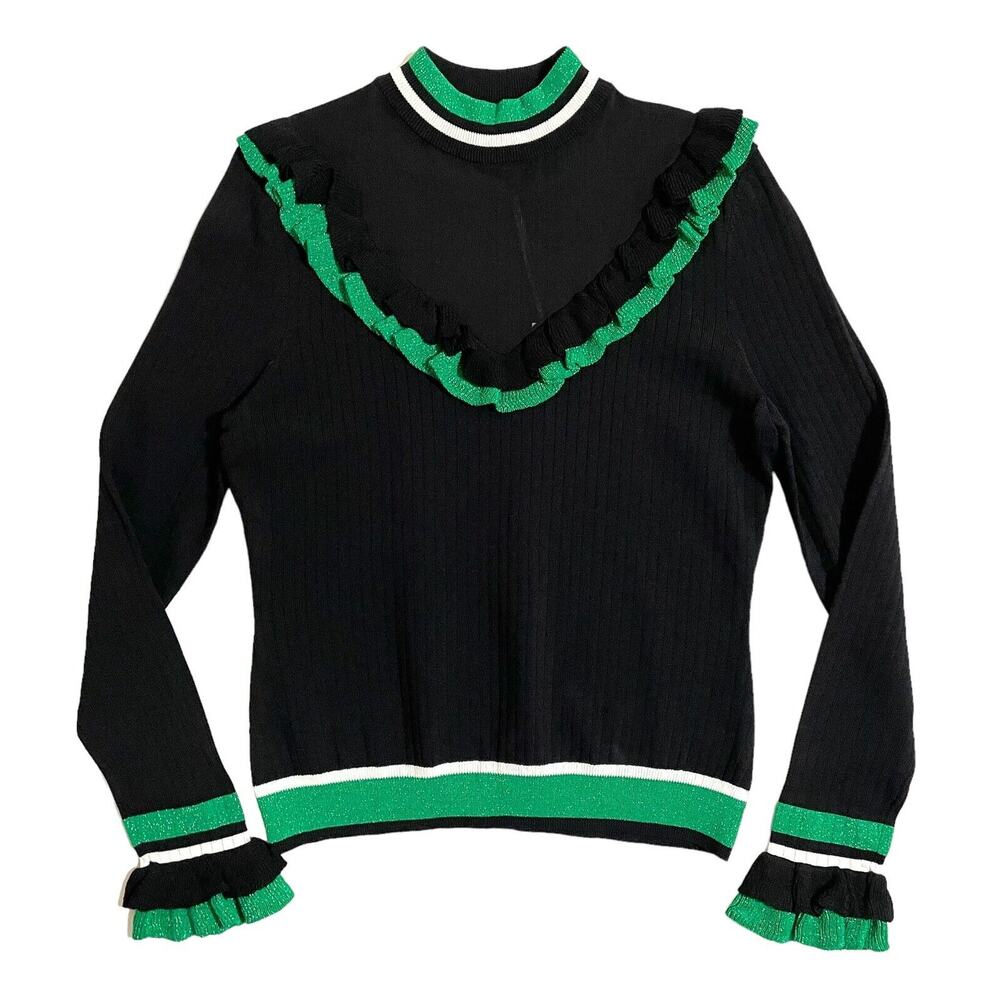 Anthropologie Moelleux Sheer Mock Neck Ruffle Top